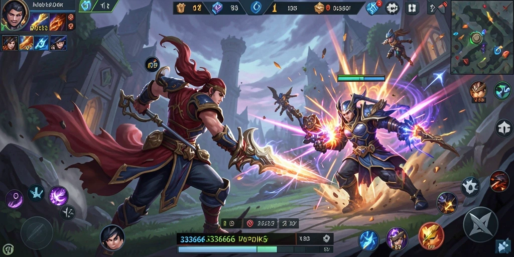 Tangkapan layar gameplay epic dari 333666 dengan pertarungan tim yang intens.