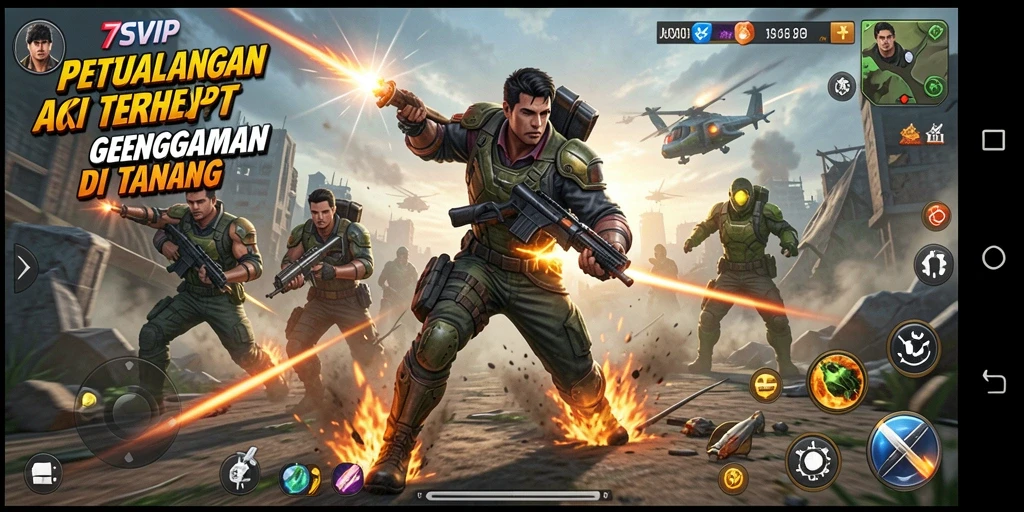 Screenshot gameplay 7SVIP menampilkan aksi seru dan karakter yang dinamis.