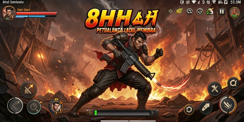 Tampilan gameplay 8HHH yang penuh aksi dan tantangan.