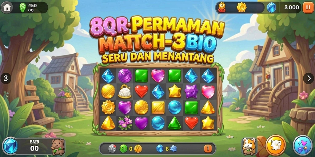 Tampilan gameplay seru dari 8QR yang penuh warna.