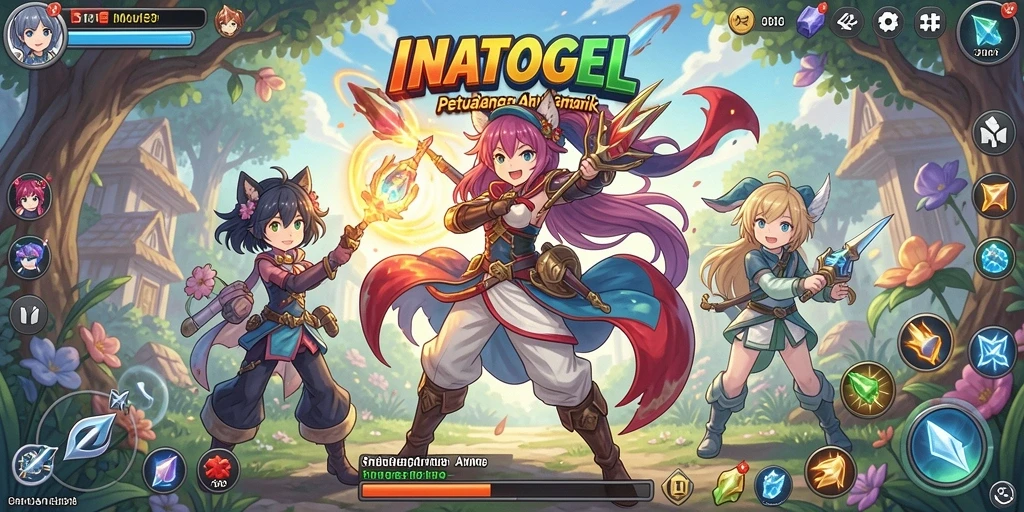 Tampilan gameplay INATOGEL yang penuh action dan karakter Anime yang menarik.