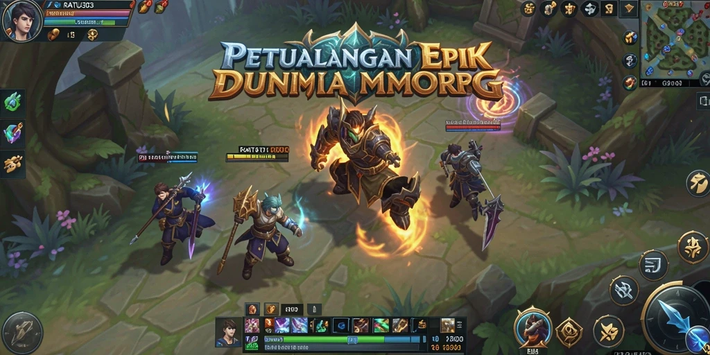 Tampilan gameplay epik dalam dunia RATU303 yang luas.