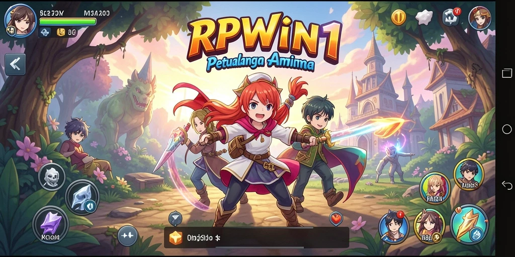 Tampilan gameplay RPWIN1 yang penuh dengan aksi dan karakterAnime.