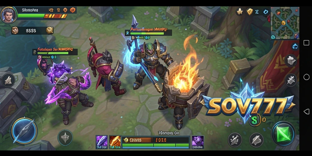 Tampilan gameplay SOV777 menampilkan pertarungan seru dalam dunia MMORPG.